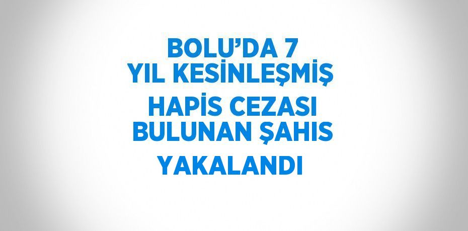 BOLU’DA 7 YIL KESİNLEŞMİŞ HAPİS CEZASI BULUNAN ŞAHIS YAKALANDI