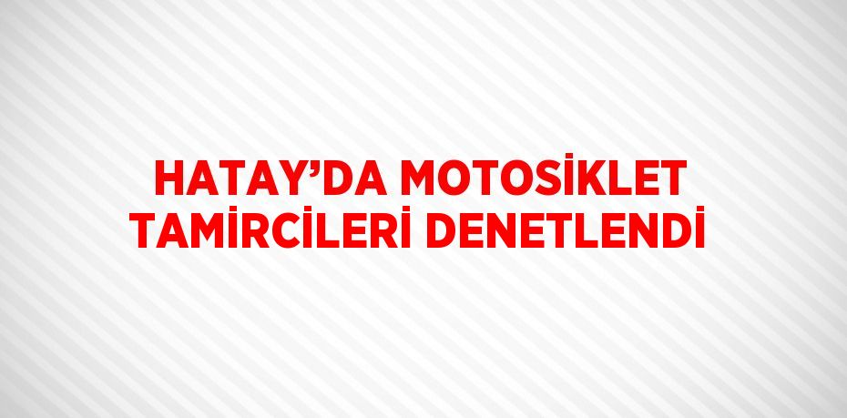 HATAY’DA MOTOSİKLET TAMİRCİLERİ DENETLENDİ
