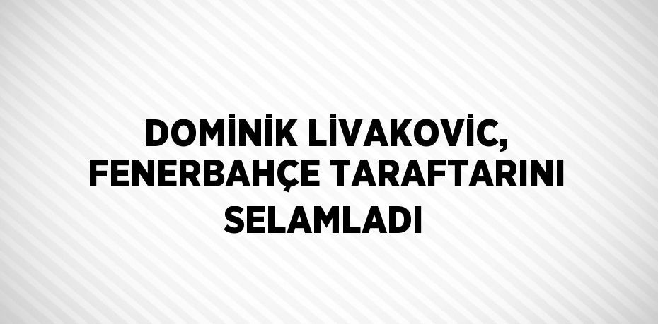 DOMİNİK LİVAKOVİC, FENERBAHÇE TARAFTARINI SELAMLADI