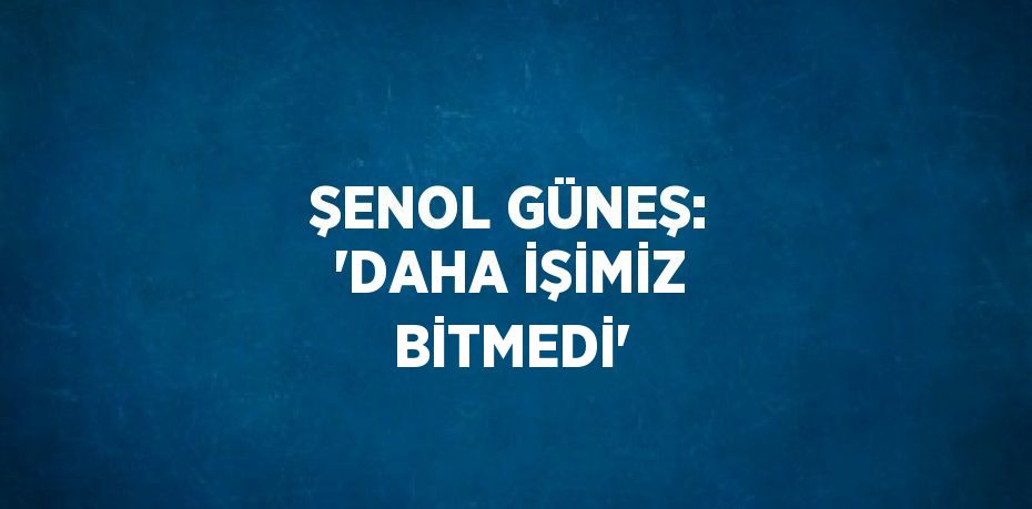 ŞENOL GÜNEŞ: 'DAHA İŞİMİZ BİTMEDİ'