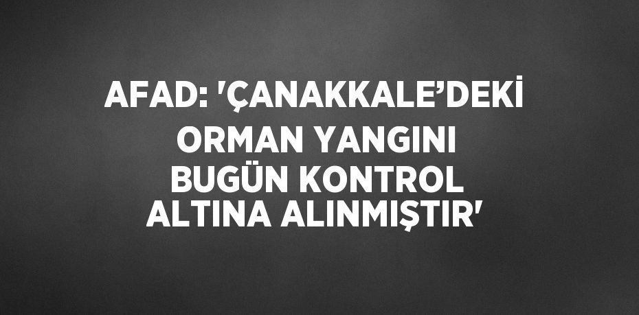 AFAD: 'ÇANAKKALE’DEKİ ORMAN YANGINI BUGÜN KONTROL ALTINA ALINMIŞTIR'
