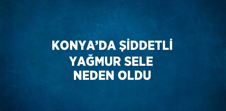 KONYA’DA ŞİDDETLİ YAĞMUR SELE NEDEN OLDU