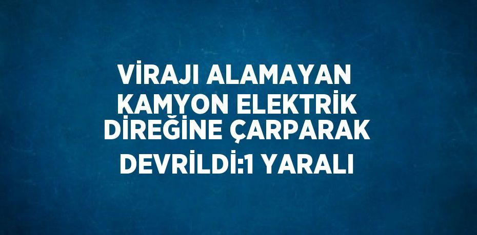 VİRAJI ALAMAYAN KAMYON ELEKTRİK DİREĞİNE ÇARPARAK DEVRİLDİ:1 YARALI