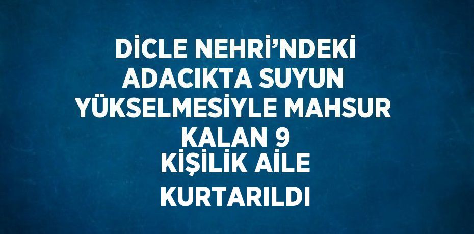 DİCLE NEHRİ’NDEKİ ADACIKTA SUYUN YÜKSELMESİYLE MAHSUR KALAN 9 KİŞİLİK AİLE KURTARILDI