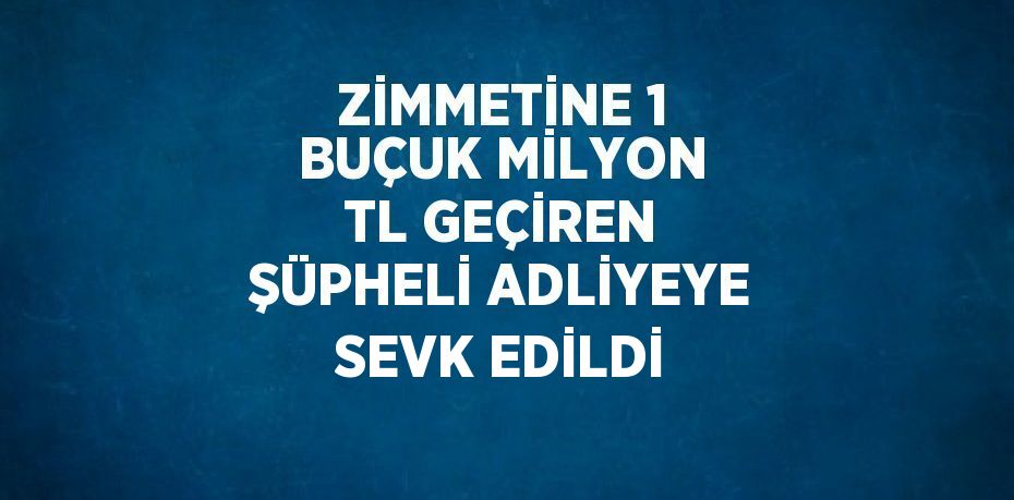 ZİMMETİNE 1 BUÇUK MİLYON TL GEÇİREN ŞÜPHELİ ADLİYEYE SEVK EDİLDİ