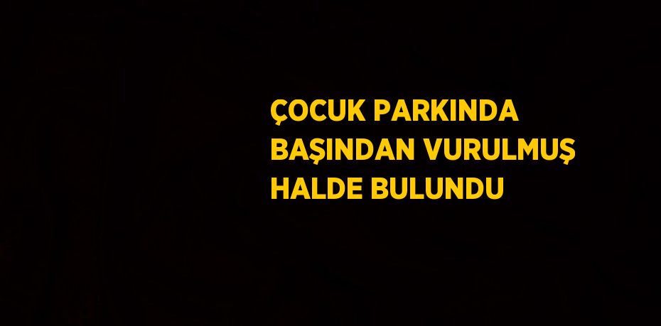 ÇOCUK PARKINDA BAŞINDAN VURULMUŞ HALDE BULUNDU