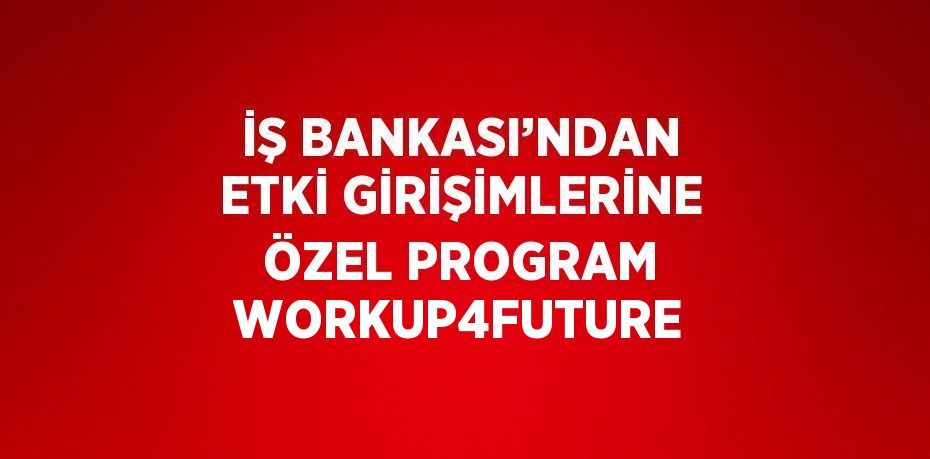 İŞ BANKASI’NDAN ETKİ GİRİŞİMLERİNE ÖZEL PROGRAM WORKUP4FUTURE