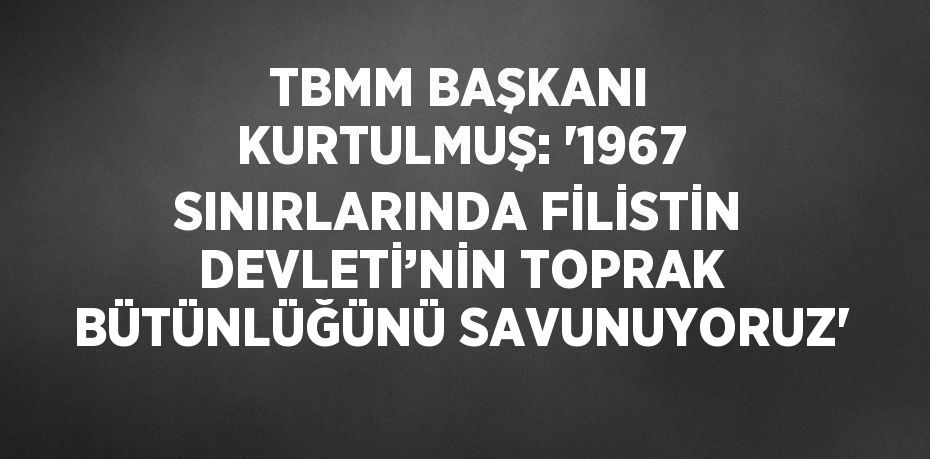 TBMM BAŞKANI KURTULMUŞ: '1967 SINIRLARINDA FİLİSTİN DEVLETİ’NİN TOPRAK BÜTÜNLÜĞÜNÜ SAVUNUYORUZ'