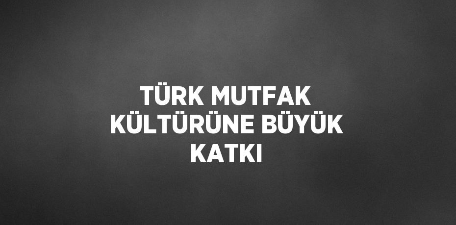 TÜRK MUTFAK KÜLTÜRÜNE BÜYÜK KATKI