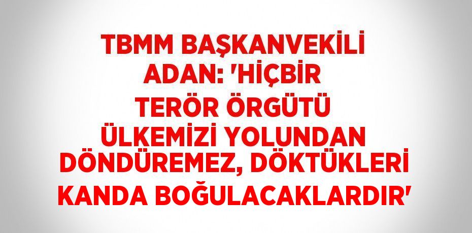 TBMM BAŞKANVEKİLİ ADAN: 'HİÇBİR TERÖR ÖRGÜTÜ ÜLKEMİZİ YOLUNDAN DÖNDÜREMEZ, DÖKTÜKLERİ KANDA BOĞULACAKLARDIR'