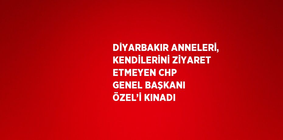 DİYARBAKIR ANNELERİ, KENDİLERİNİ ZİYARET ETMEYEN CHP GENEL BAŞKANI ÖZEL’İ KINADI