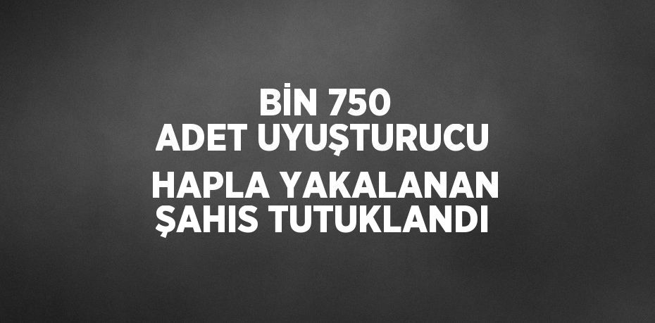 BİN 750 ADET UYUŞTURUCU HAPLA YAKALANAN ŞAHIS TUTUKLANDI