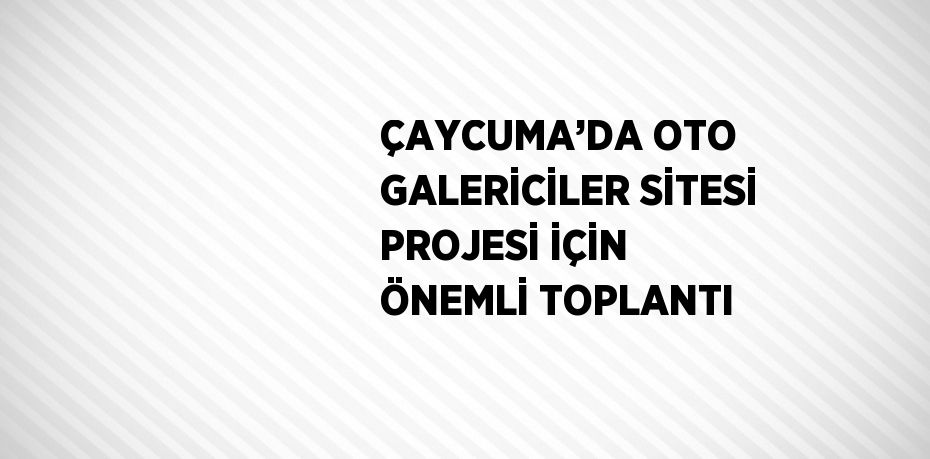 ÇAYCUMA’DA OTO GALERİCİLER SİTESİ PROJESİ İÇİN ÖNEMLİ TOPLANTI