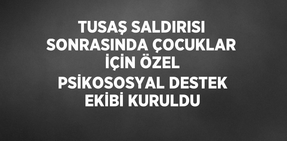 TUSAŞ SALDIRISI SONRASINDA ÇOCUKLAR İÇİN ÖZEL PSİKOSOSYAL DESTEK EKİBİ KURULDU