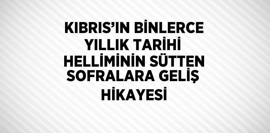 KIBRIS’IN BİNLERCE YILLIK TARİHİ HELLİMİNİN SÜTTEN SOFRALARA GELİŞ HİKAYESİ