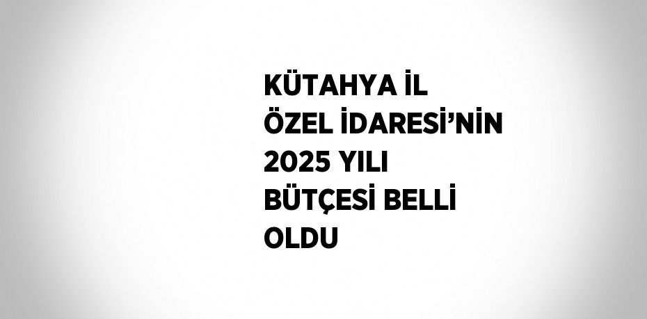 KÜTAHYA İL ÖZEL İDARESİ’NİN 2025 YILI BÜTÇESİ BELLİ OLDU