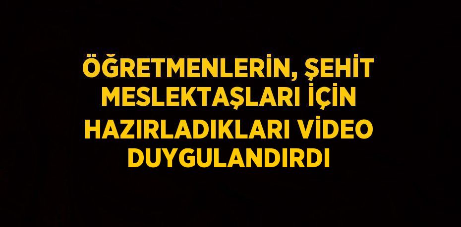 ÖĞRETMENLERİN, ŞEHİT MESLEKTAŞLARI İÇİN HAZIRLADIKLARI VİDEO DUYGULANDIRDI