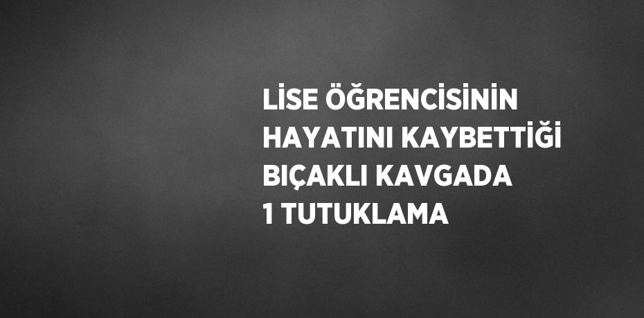 LİSE ÖĞRENCİSİNİN HAYATINI KAYBETTİĞİ BIÇAKLI KAVGADA 1 TUTUKLAMA