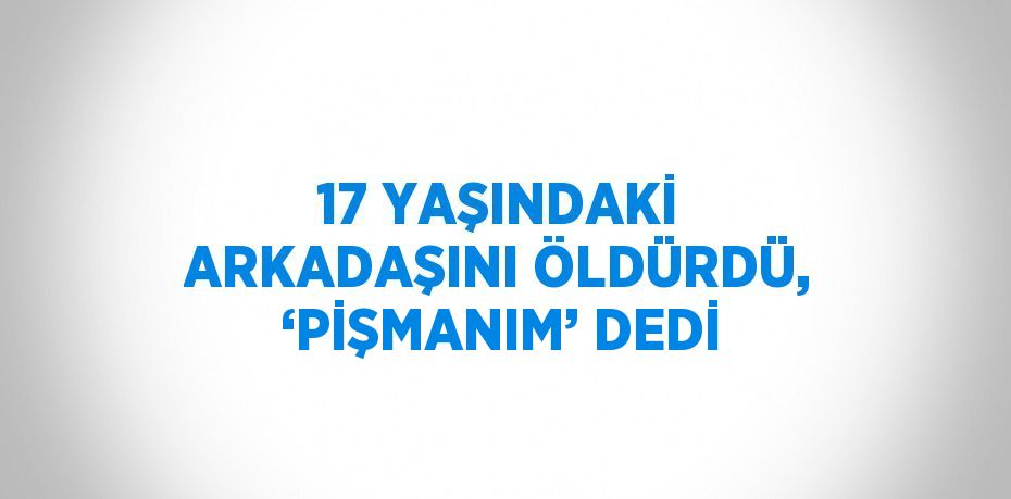 17 YAŞINDAKİ ARKADAŞINI ÖLDÜRDÜ, ‘PİŞMANIM’ DEDİ