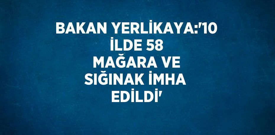 BAKAN YERLİKAYA:'10 İLDE 58 MAĞARA VE SIĞINAK İMHA EDİLDİ'