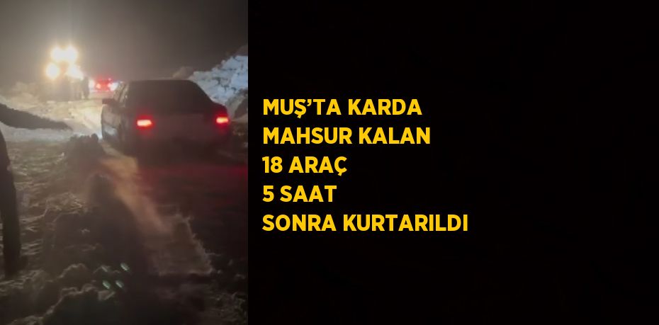 MUŞ’TA KARDA MAHSUR KALAN 18 ARAÇ 5 SAAT SONRA KURTARILDI