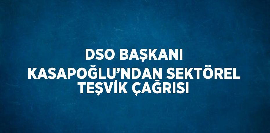 DSO BAŞKANI KASAPOĞLU’NDAN SEKTÖREL TEŞVİK ÇAĞRISI