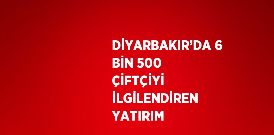 DİYARBAKIR’DA 6 BİN 500 ÇİFTÇİYİ İLGİLENDİREN YATIRIM