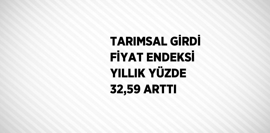 TARIMSAL GİRDİ FİYAT ENDEKSİ YILLIK YÜZDE 32,59 ARTTI