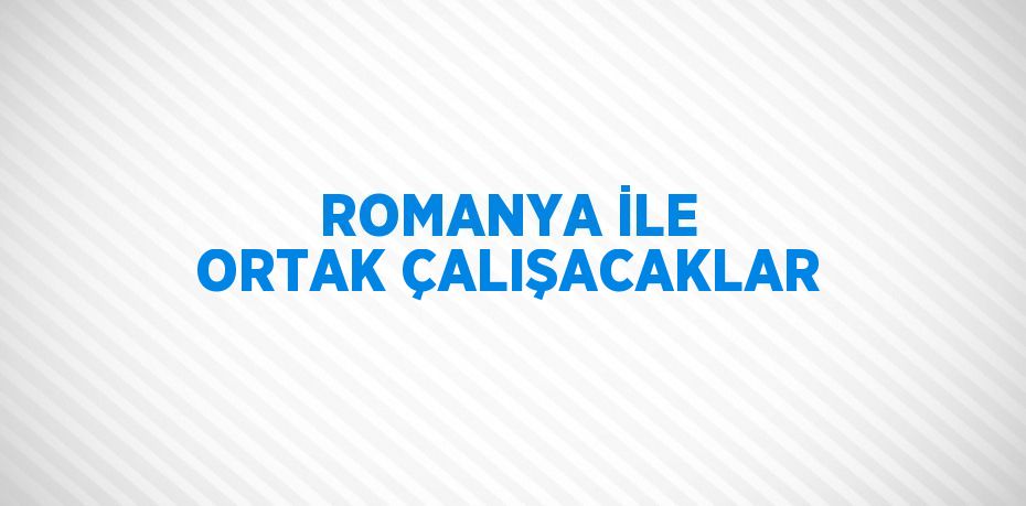 ROMANYA İLE ORTAK ÇALIŞACAKLAR