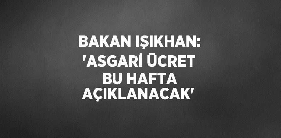 BAKAN IŞIKHAN: 'ASGARİ ÜCRET BU HAFTA AÇIKLANACAK'