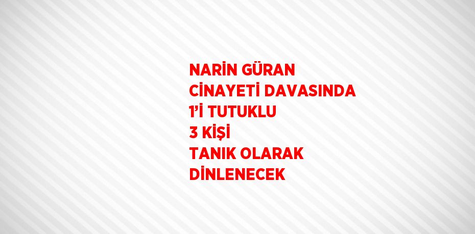 NARİN GÜRAN CİNAYETİ DAVASINDA 1’İ TUTUKLU 3 KİŞİ TANIK OLARAK DİNLENECEK