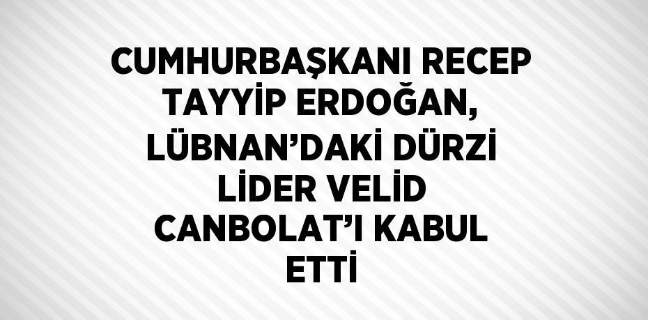 CUMHURBAŞKANI RECEP TAYYİP ERDOĞAN, LÜBNAN’DAKİ DÜRZİ LİDER VELİD CANBOLAT’I KABUL ETTİ