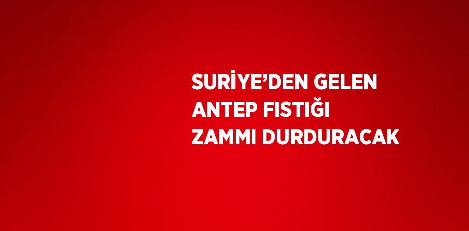 SURİYE’DEN GELEN ANTEP FISTIĞI ZAMMI DURDURACAK