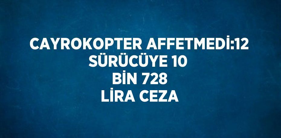 CAYROKOPTER AFFETMEDİ:12 SÜRÜCÜYE 10 BİN 728 LİRA CEZA