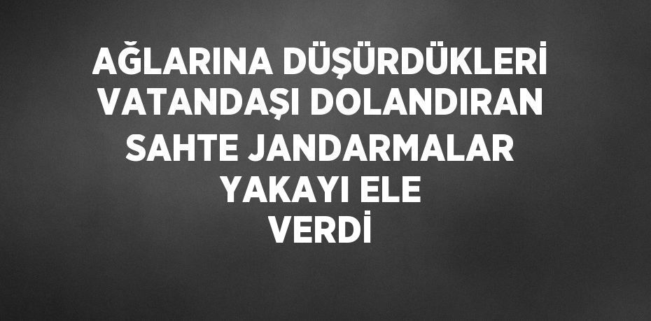 AĞLARINA DÜŞÜRDÜKLERİ VATANDAŞI DOLANDIRAN SAHTE JANDARMALAR YAKAYI ELE VERDİ