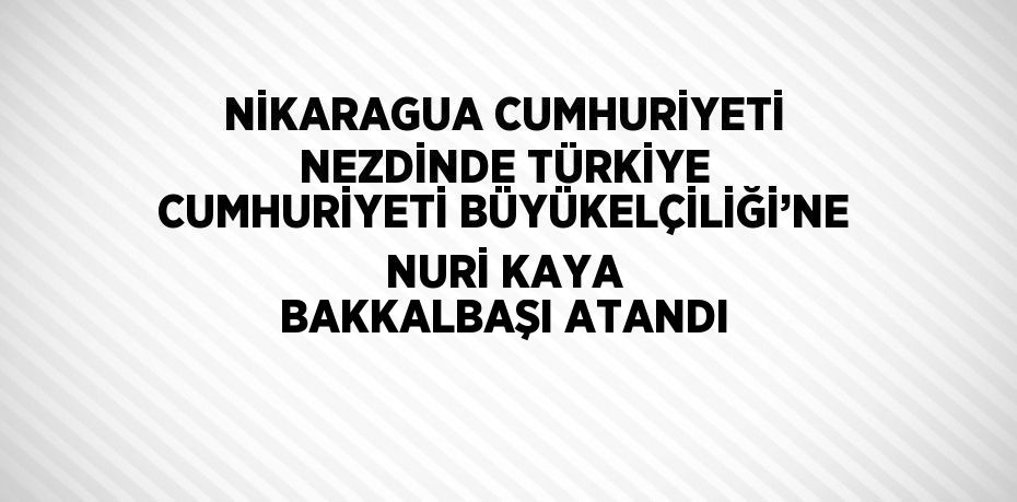 NİKARAGUA CUMHURİYETİ NEZDİNDE TÜRKİYE CUMHURİYETİ BÜYÜKELÇİLİĞİ’NE NURİ KAYA BAKKALBAŞI ATANDI