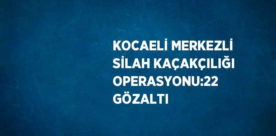 KOCAELİ MERKEZLİ SİLAH KAÇAKÇILIĞI OPERASYONU:22 GÖZALTI