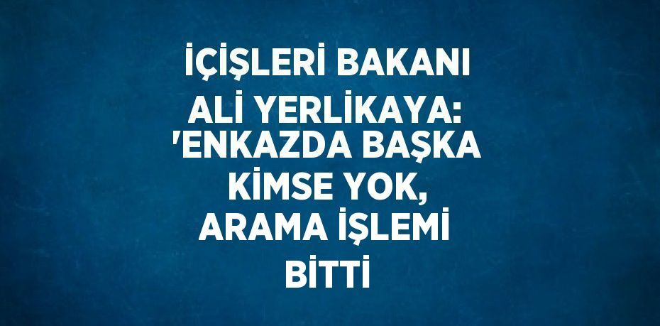 İÇİŞLERİ BAKANI ALİ YERLİKAYA: 'ENKAZDA BAŞKA KİMSE YOK, ARAMA İŞLEMİ BİTTİ