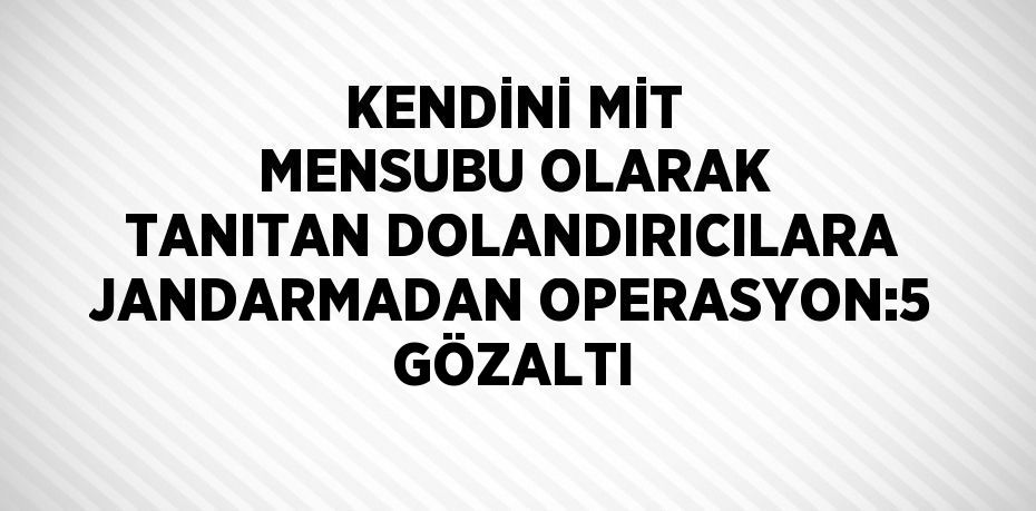 KENDİNİ MİT MENSUBU OLARAK TANITAN DOLANDIRICILARA JANDARMADAN OPERASYON:5 GÖZALTI