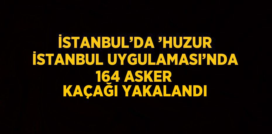 İSTANBUL’DA ’HUZUR İSTANBUL UYGULAMASI’NDA 164 ASKER KAÇAĞI YAKALANDI