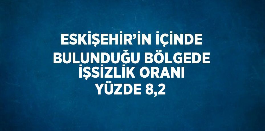 ESKİŞEHİR’İN İÇİNDE BULUNDUĞU BÖLGEDE İŞSİZLİK ORANI YÜZDE 8,2