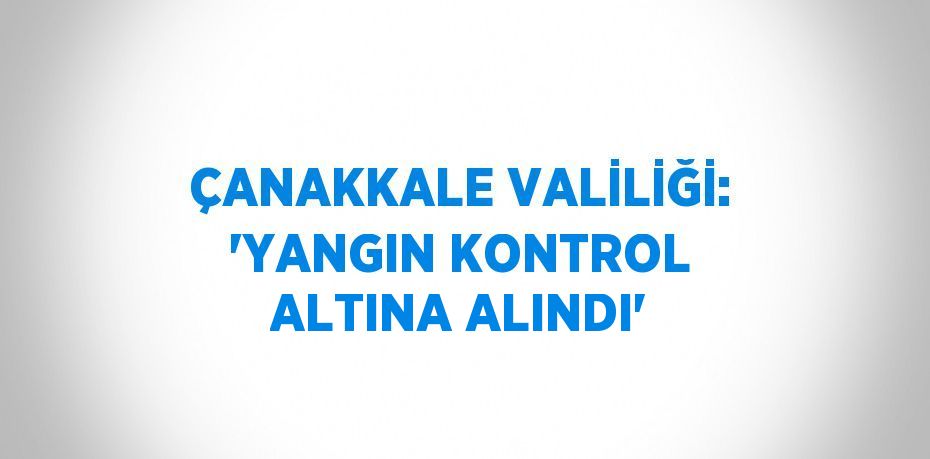 ÇANAKKALE VALİLİĞİ: 'YANGIN KONTROL ALTINA ALINDI'