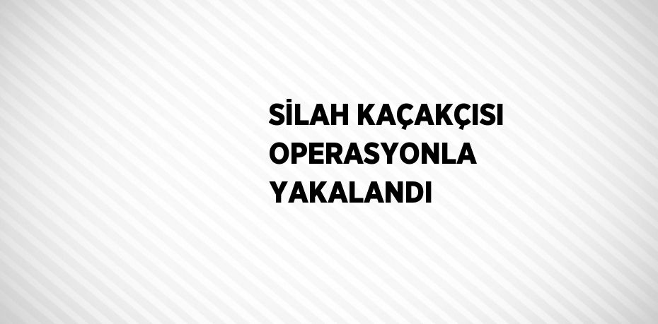 SİLAH KAÇAKÇISI OPERASYONLA YAKALANDI