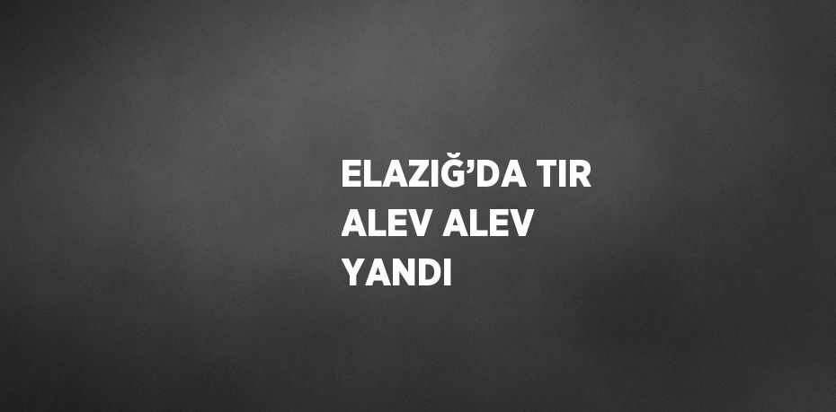 ELAZIĞ’DA TIR ALEV ALEV YANDI