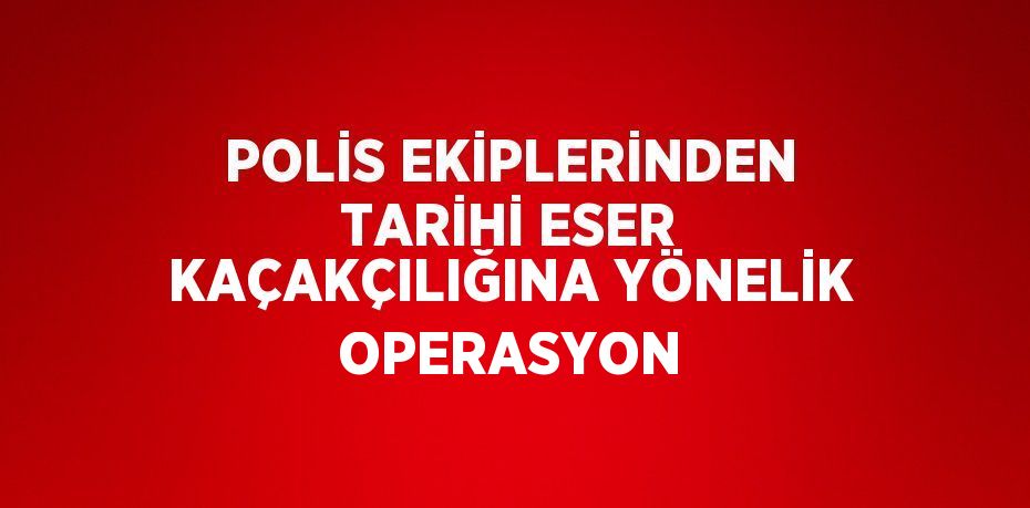 POLİS EKİPLERİNDEN TARİHİ ESER KAÇAKÇILIĞINA YÖNELİK OPERASYON