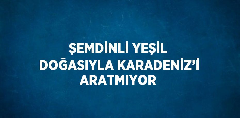 ŞEMDİNLİ YEŞİL DOĞASIYLA KARADENİZ’İ ARATMIYOR