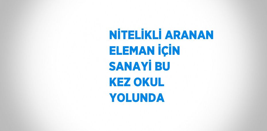 NİTELİKLİ ARANAN ELEMAN İÇİN SANAYİ BU KEZ OKUL YOLUNDA