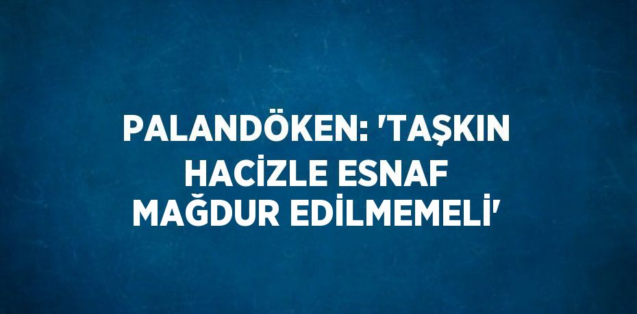 PALANDÖKEN: 'TAŞKIN HACİZLE ESNAF MAĞDUR EDİLMEMELİ'