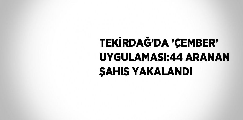 TEKİRDAĞ’DA ’ÇEMBER’ UYGULAMASI:44 ARANAN ŞAHIS YAKALANDI