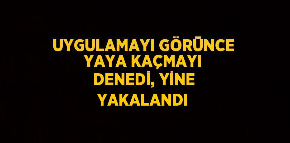 UYGULAMAYI GÖRÜNCE YAYA KAÇMAYI DENEDİ, YİNE YAKALANDI